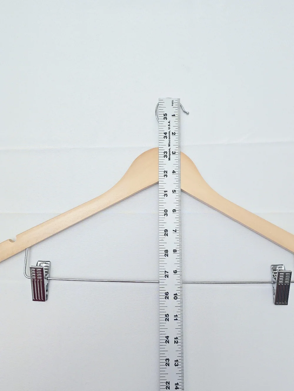 Wooden Hanger with Adjustable Metal Clips and Swivel Head - Reseller Essential